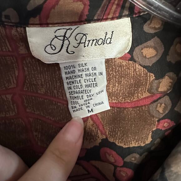 Vintage womans K Arnold long sleeve silk long sleeve button down top size medium - Picture 4 of 5